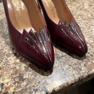Stylish Burgundy Heels with Black Accents